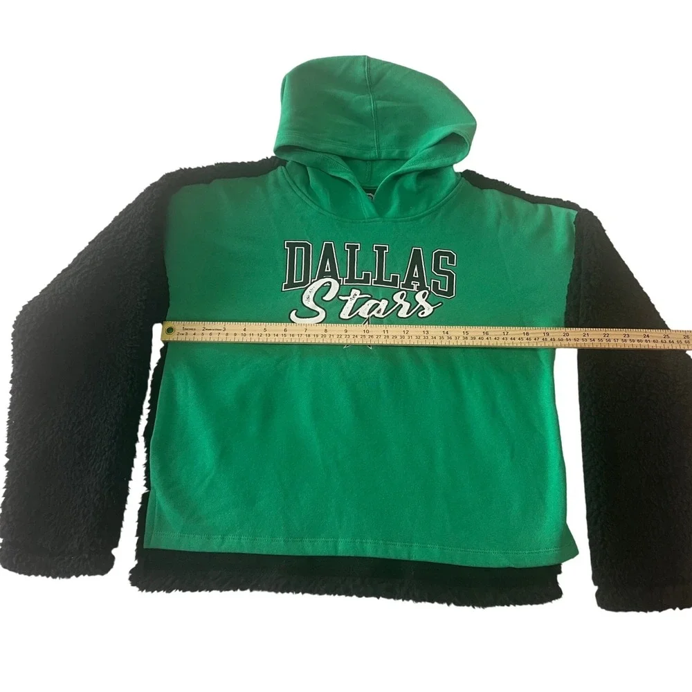 NHL Dallas Stars Green Black Plush Fleece Sherpa‎ Mixed Media Pullover Hoodie XL